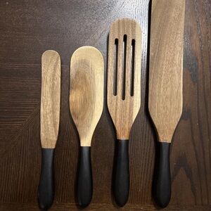 Spurtle Kitchen Utensil Set with Black Handles